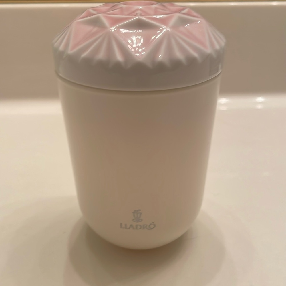 Lladro Pink and White Decorative Jar